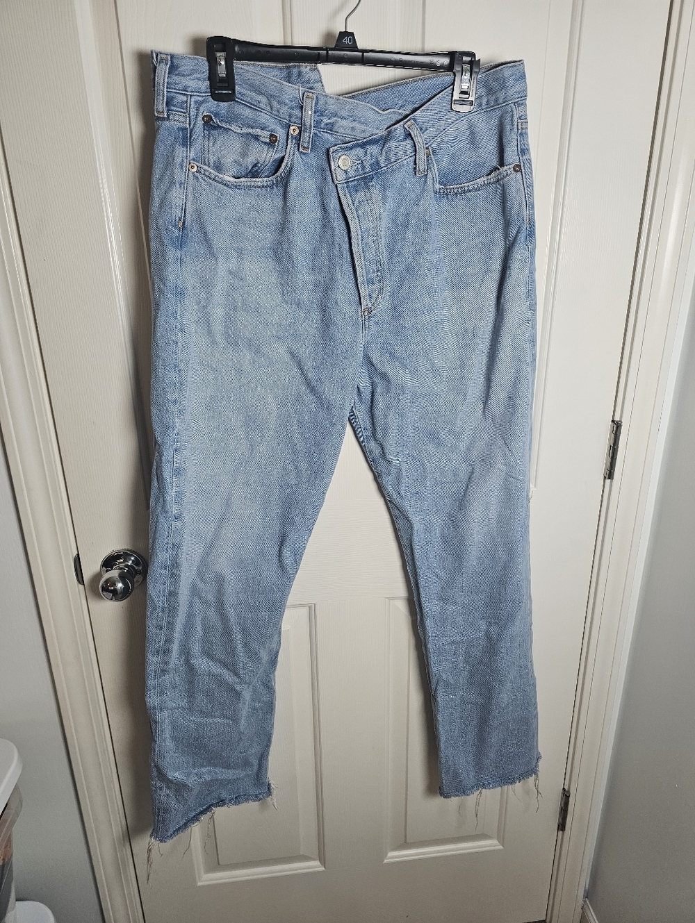Agolde Riley High Rise Straight Crop Crisscross Button Fly Size 32